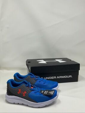 Under Armour Blue, Gray & Red Kids' size 12 Athletic Shoes